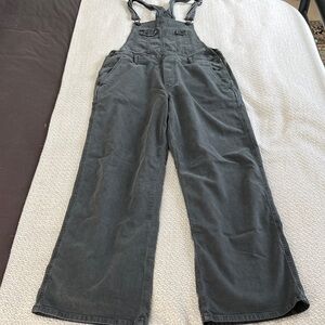 American Eagle Outfitters Women Blue/Gray Wide Leg Overalls